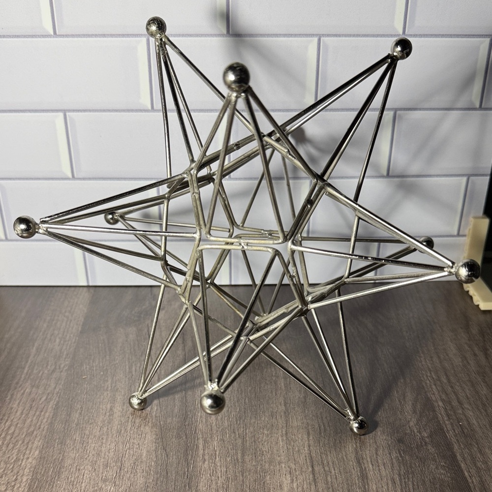 🚨 Geometric Silver Metal Star Decor